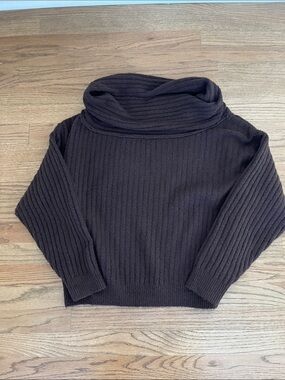 Altar'd State Dark Brown Ribbed off the shoulder Sweater